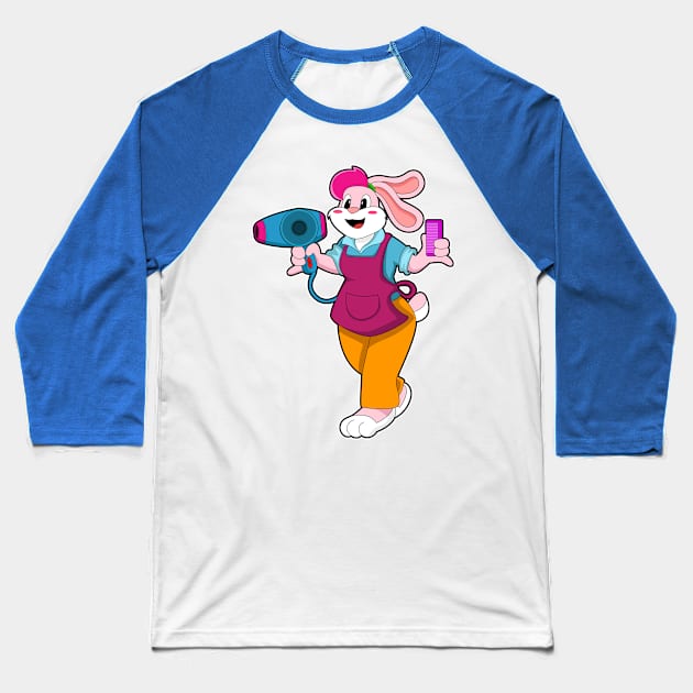 Rabbit as Hairdresser with Hair dryer & Comb Baseball T-Shirt by Markus Schnabel